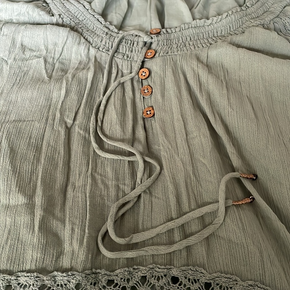 Free People Sage Green Off-Shoulder Maxi Dress - Picture 5 of 8